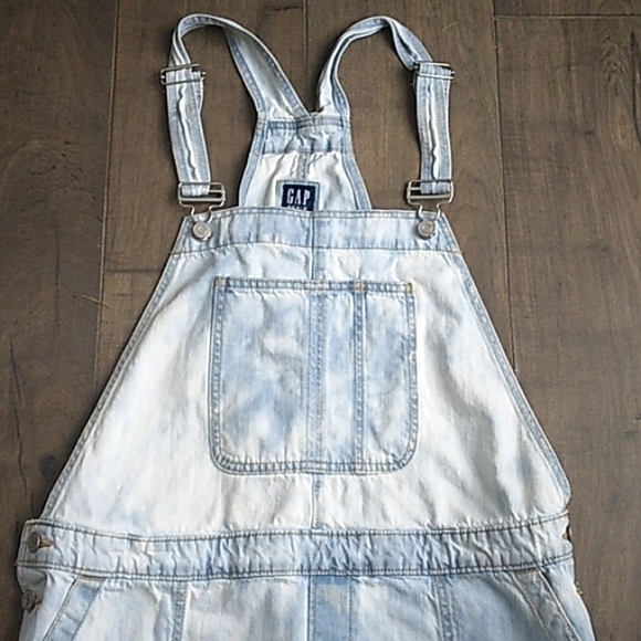 GAP DENIM 1969 CUSTOM BLEACH BIB JEAN OVERALLS WOMANS XL - Picture 2 of 9